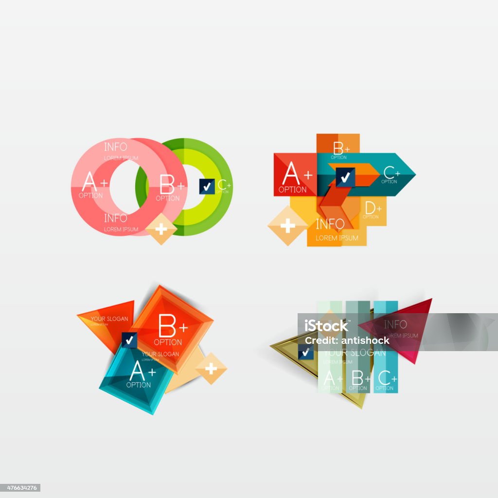 Collection of modern business infographic templates Collection of modern business infographic templates made of abstract geometric shapes. Option banners set 2015 stock vector