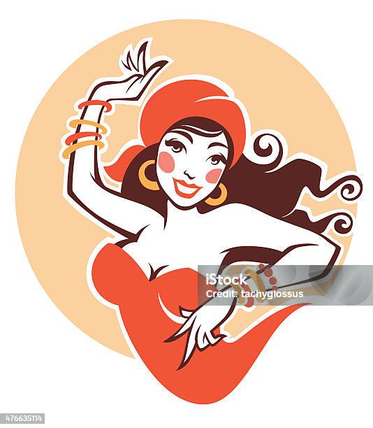 Vector Image Of Dancing Gipsy Attractive Woman Stock Illustration - Download Image Now - Romani People, One Woman Only, Women