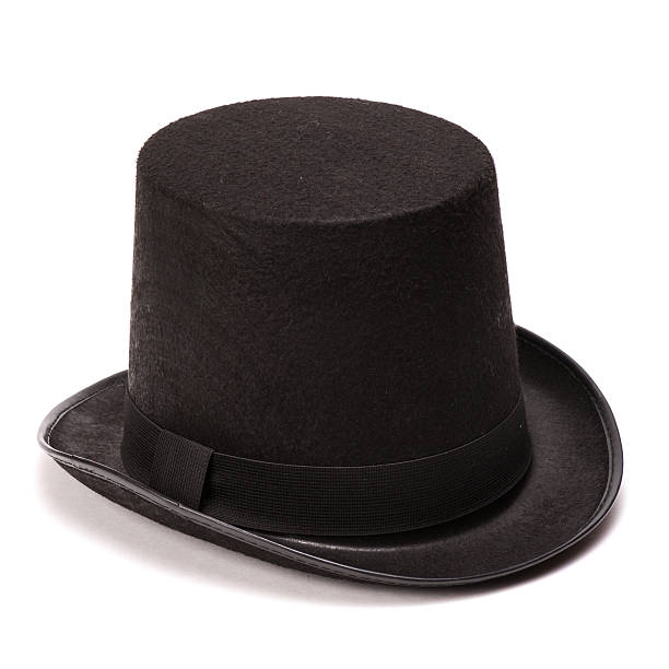 istock Black classic top hat, isolated on white background 476635282