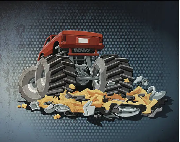 Vector illustration of Monster Truck Grunge Color