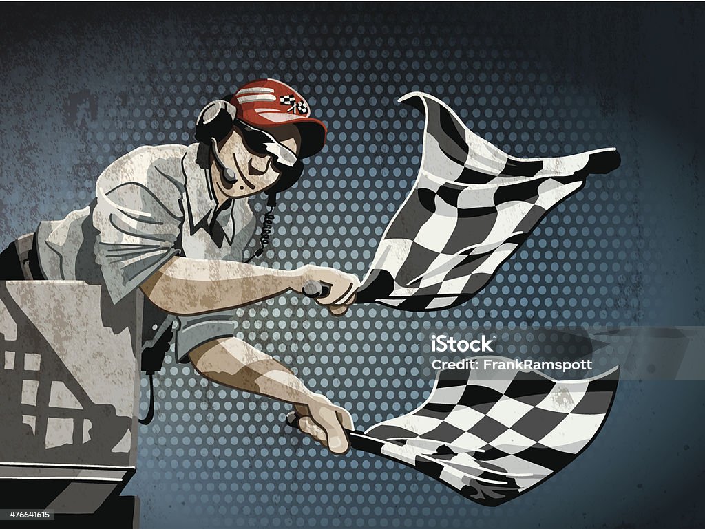 Checkered Flag Grunge Color Grunge vector artwork of a Race Official, who finishes a race with Checkered Flags. The colors in the .eps-file are ready for print (CMYK). Transparencies used. All objects are on separate layers. Included files: EPS (v10) and Hi-Res JPG. Auto Racing stock vector