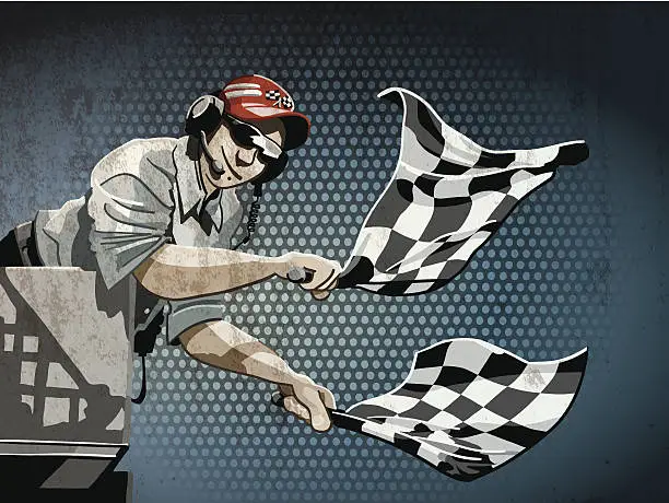 Vector illustration of Checkered Flag Grunge Color