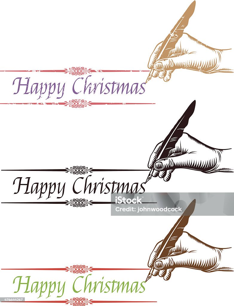 Joyeux Noël Écriture manuscrite. - clipart vectoriel de Plume d'oie libre de droits