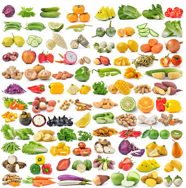 istock set of fruit and vegetable on white background 476645428