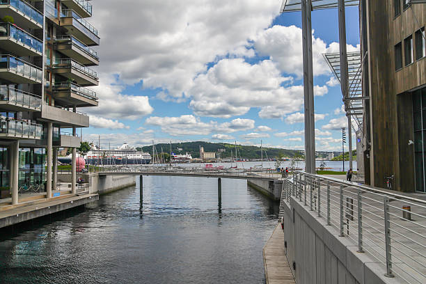 Modern buildings, Aker Brygge district, in Oslo, Norway