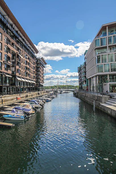 Modern buildings, Aker Brygge district, in Oslo, Norway