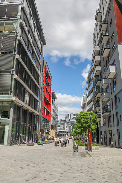 Modern buildings, Aker Brygge district, in Oslo, Norway