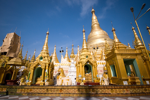 The Shwedagon Pagoda in Yangon. It is one of the most famous pagoda in the world and the main attraction of Yangon, locally known as Shwedagon Zedi Daw
