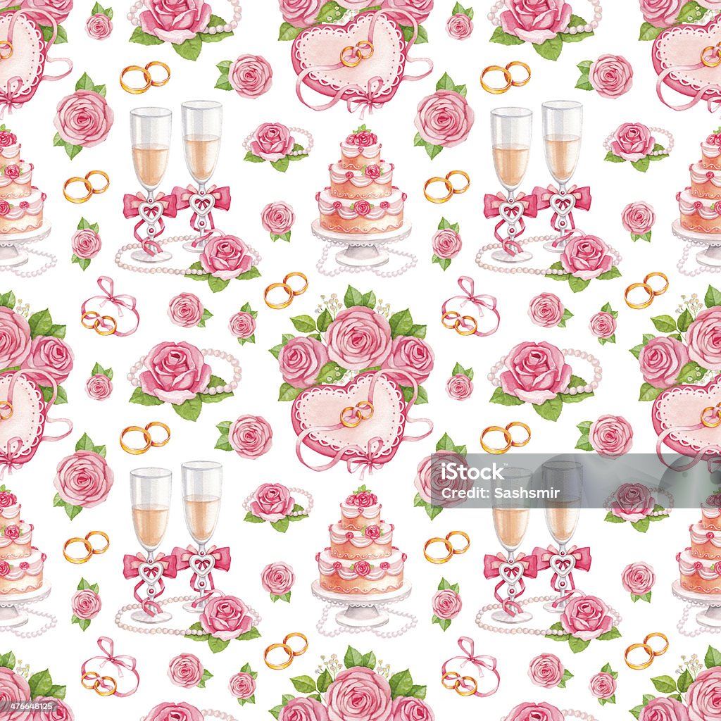 Beautiful seamless pattern with watercolor Свадебные иллюстрации - Стоковые иллюстрации Акварельная живопись роялти-фри