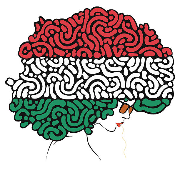 ilustraciones, imágenes clip art, dibujos animados e iconos de stock de colorido secador de una bandera de italia - silhouette rope profile beauty