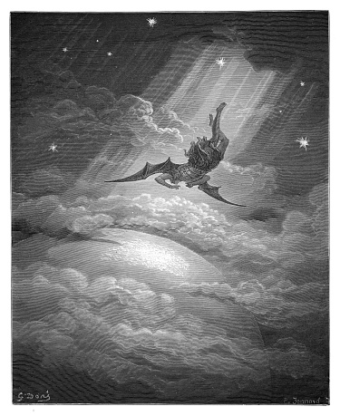 Satan Approaching Earth Engraving Stock Illustration - Download Image ...
