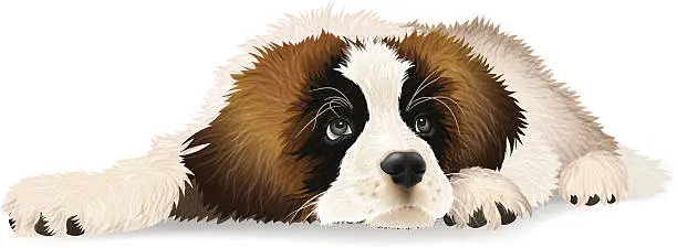 Vector illustration of Cute puppy lying sad.