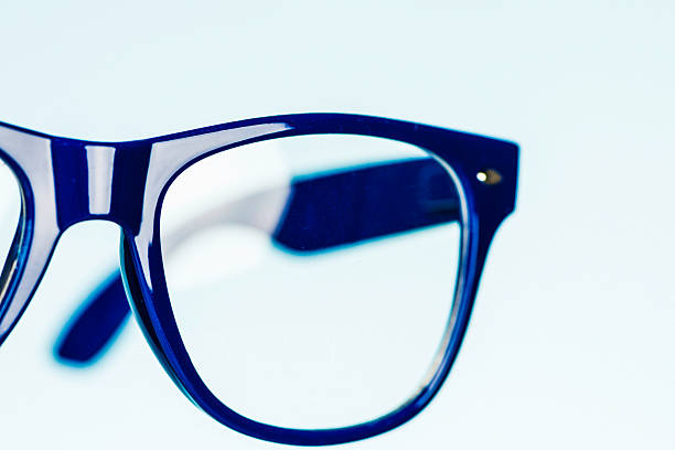 Blue fashion glasses. Eyesight and vision.