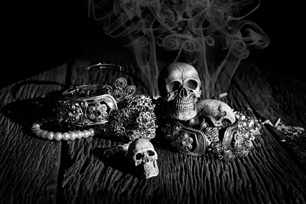 Skulls with treasures, Still life