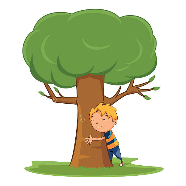 Kid Hugging Tree Vector Illustration Stock Illustration - Download Image  Now - Tree, 2015, Abstract - iStock