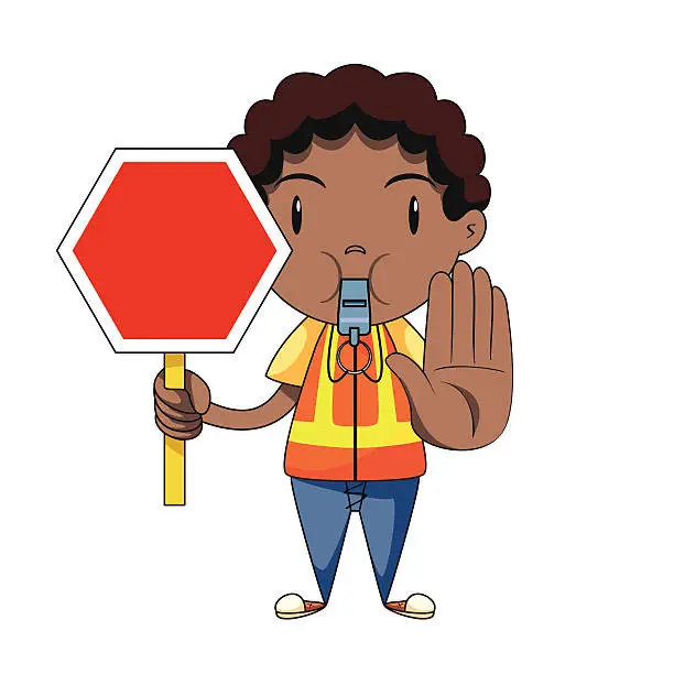 Vector illustration of Child stop warning sign, vector illustration