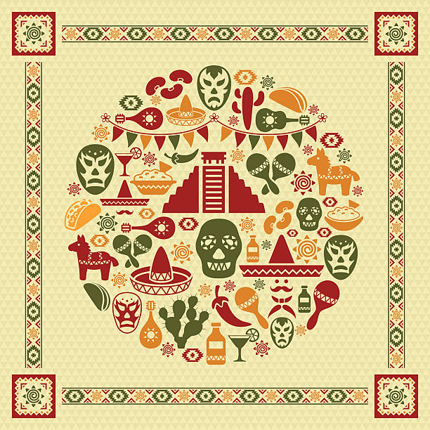 mexikanische collage - tortillas stock-grafiken, -clipart, -cartoons und -symbole