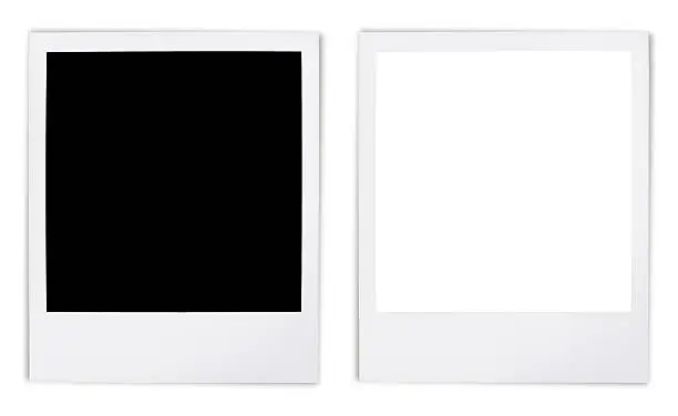 Instant Photo Frame Variation - black and white centers - isolated on white excluding the shadows