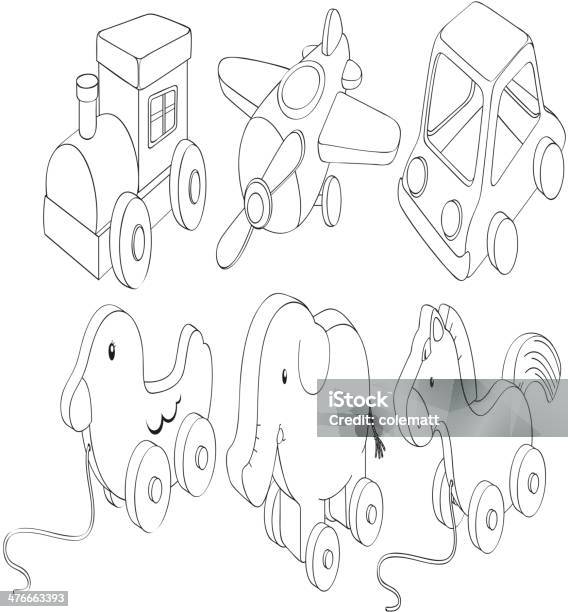 Ilustración de Diseños De Juguetes Garabato y más Vectores Libres de Derechos de Batería - Batería, Caballo - Familia del caballo, Clip Art