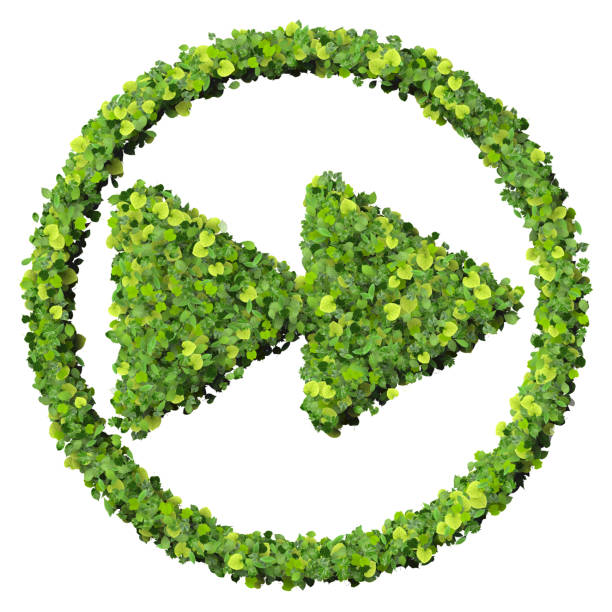 istock Media control backward / forward icon, made from green leaves 476669440