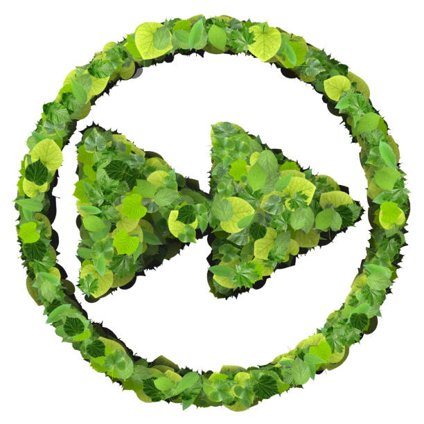 istock Media control backward / forward icon, made from green leaves 476669458