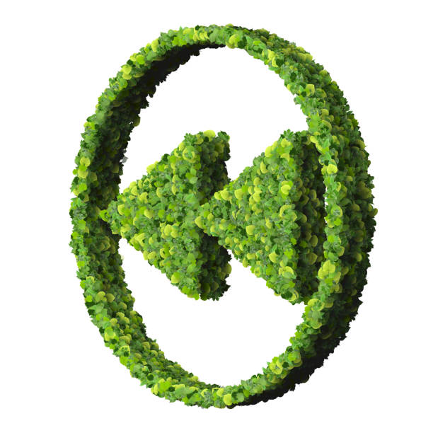 istock Media control backward / forward icon, made from green leaves 476669464