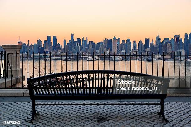 New York City Stock Photo - Download Image Now - Architecture, Bench, Blue