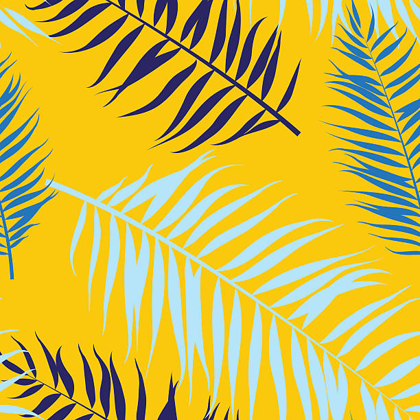 Seamless color palm leaves pattern. Flat style Vector illustration Seamless color palm leaves pattern tree repetition single flower flower stock illustrations