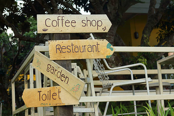 istock Signs restaurant is located at the park. 476674082