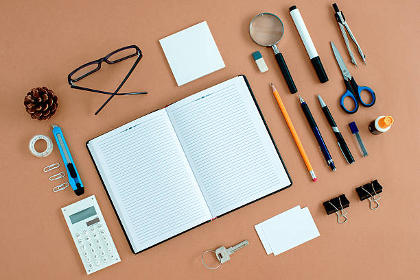 istock Office Supplies Neatly Organized Around Notebook 476674090