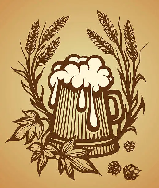 Vector illustration of Wooden beer mug