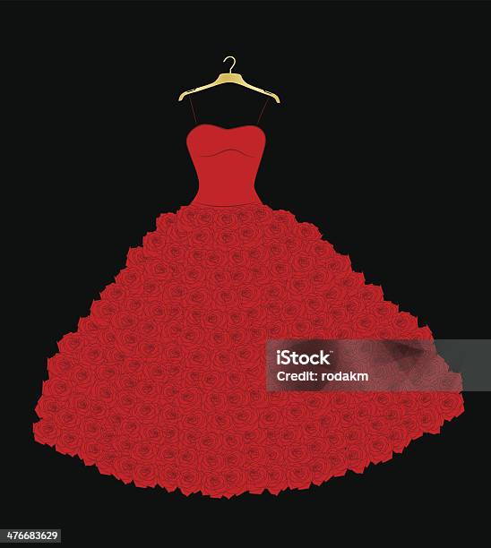 Vestido De Noiva - Arte vetorial de stock e mais imagens de Fundo Preto - Fundo Preto, Vermelho, Vestido