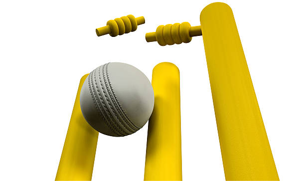 istock Cricket Ball Hitting Wickets Night 476683789