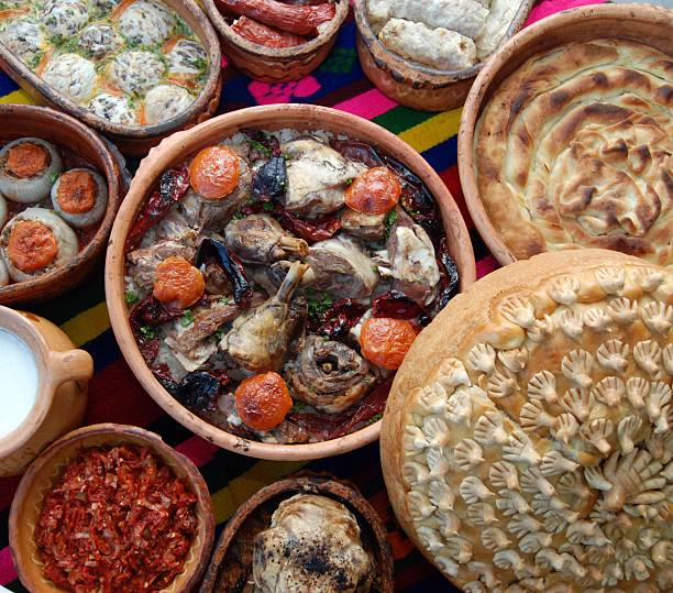 Traditional macedonian and balkans food Traditional macedonian and balkans food,picture of a north macedonia stock pictures, royalty-free photos & images
