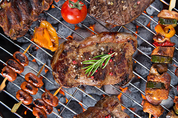 istock Delicious meats on garden grill 476685704