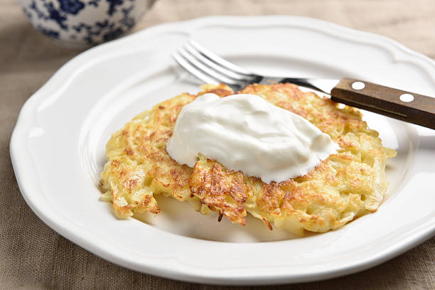 istock Cabbage patties with sour cream on a plate 476688810