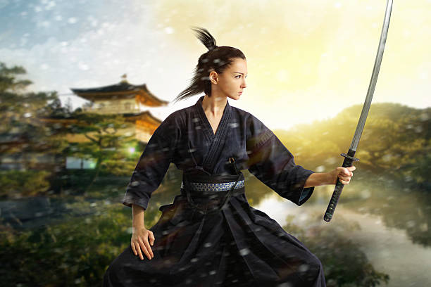 collage de samouraï japonais - twisting arm photos et images de collection