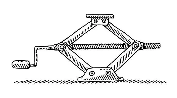 Vector illustration of Car Jack Tool Drawing
