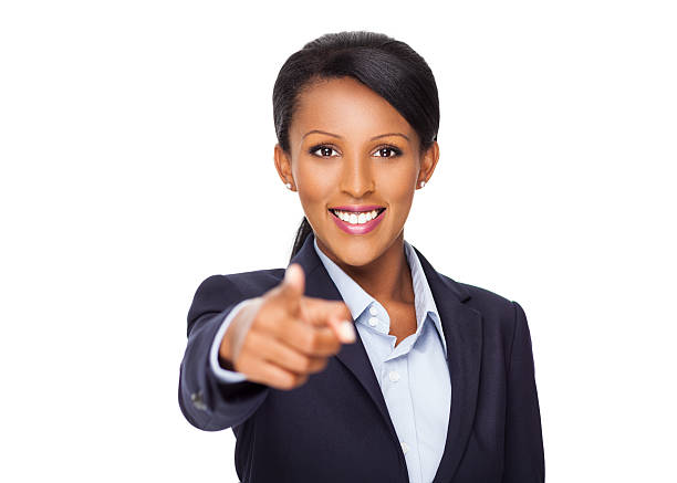 istock Business woman pointing forward. 476694554