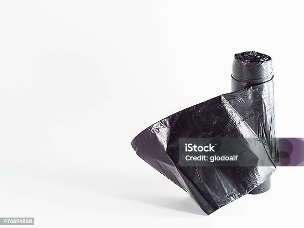 Garbage Bag On White Background Stock Photo - Download Image Now - 2015, Bag, Black Color