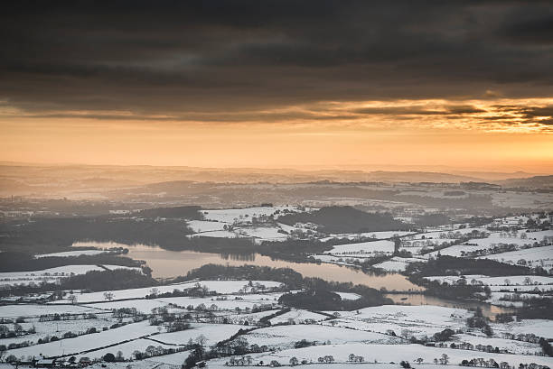 istock Beautiful Winter landscape at vibrant sunset over snow covered c 476695912