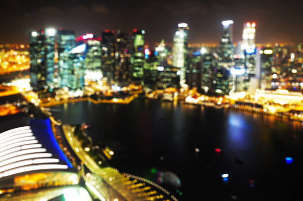 istock Blurred Singapore city Skyline at Night 476695980