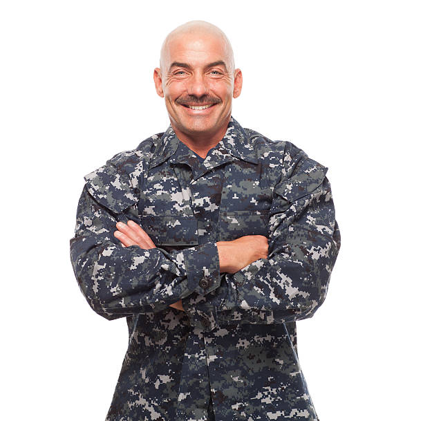 istock Navy man with arms crossed on white background. 476696074
