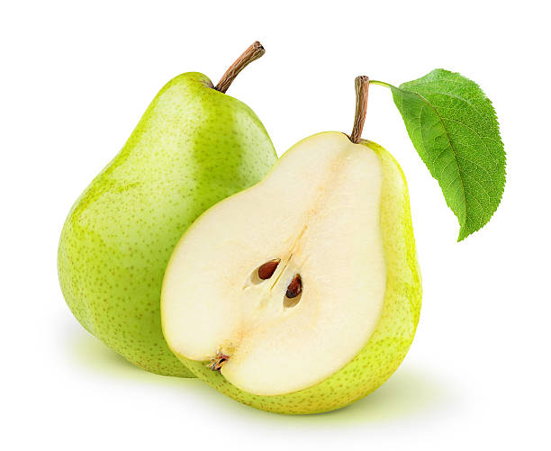 istock Green and yellow pears isolated on white 476697169