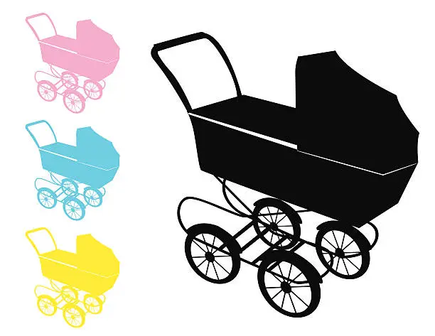 Vector illustration of Simple Retro Baby Buggy or Carriage