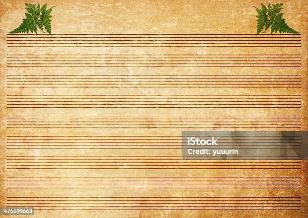 Old Paper Grunge Music Sheet Texture Background Stock Photo - Download Image Now - Aging Process, Antique, Art