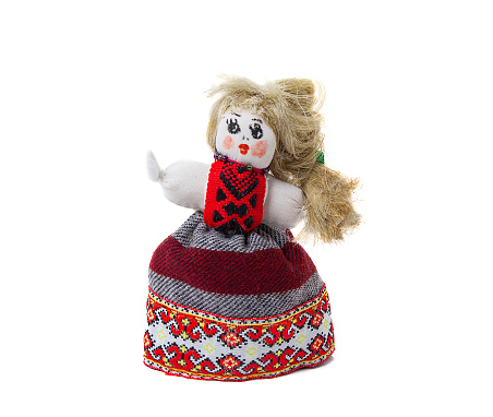 Ukrainian traditional doll Isolated on white background