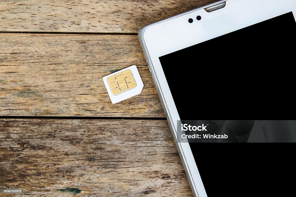 smart phone use with micro sim card, black screen SIM Card Stock Photo