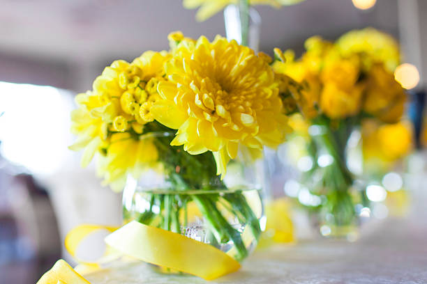 Flowers in vase on the table stock photo