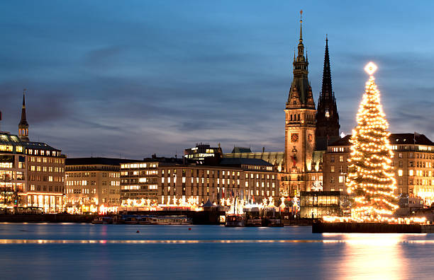 istock Hamburg, Germany, with illuminated christmas tree 476710001